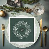 Lichte groene bladeren krans monogram servet