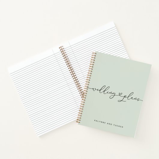 lichte groene bruiloft plannen Hart Notitieboek (Binnen)