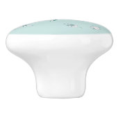 Lichte groene en witte bladeren keramische knop (Zijkant)