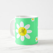 Lichte groene en witte Floral Aangepaste Initialen Koffiemok (Voorkant links)