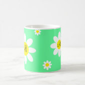 Lichte groene en witte Floral Aangepaste Initialen Koffiemok (Center)