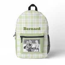 Lichte groene Gingham Plaid Patroon Naam en Foto