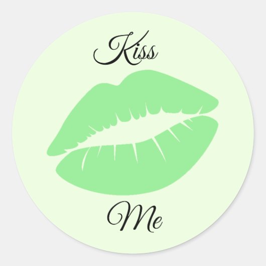 Lichte Groene Lippen Ronde Sticker (Voorkant)