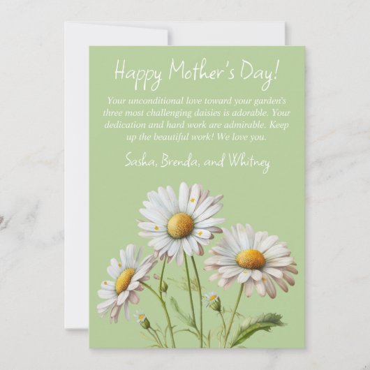 Lichte groene madeliefjes Zalig Moederdag Kaart|1  Feestdagenkaart (Voorkant)