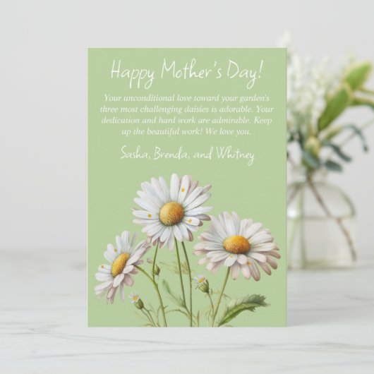 Lichte groene madeliefjes Zalig Moederdag Kaart|1  Feestdagenkaart (Staand voorkant)