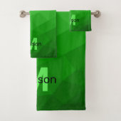 Lichte groene verloop geometrie mesh patroon Monog Bad Handdoek (Insitu)