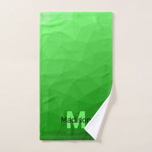 Lichte groene verloop geometrie mesh patroon Monog Bad Handdoek (Handdoek)