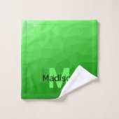 Lichte groene verloop geometrie mesh patroon Monog Bad Handdoek (Wasdoekje)
