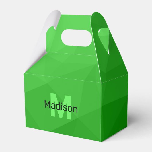 Lichte groene verloop geometrie mesh patroon Monog Bedankdoosjes (Voorkant Zijde)