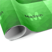 Lichte groene verloop geometrie mesh patroon Monog Cadeaupapier (Rol Hoek)