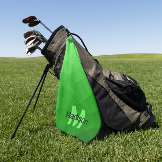 Lichte groene verloop geometrie mesh patroon Monog Golfhanddoek (Groen)