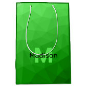 Lichte groene verloop geometrie mesh patroon Monog Medium Cadeauzakje (Voorkant)