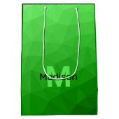 Lichte groene verloop geometrie mesh patroon Monog Medium Cadeauzakje (Achterkant)