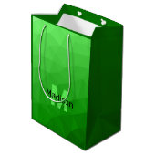 Lichte groene verloop geometrie mesh patroon Monog Medium Cadeauzakje (Achterkant Gekanteld)