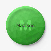 Lichte groene verloop geometrie mesh patroon Monog Papieren Bordje (Voorkant)