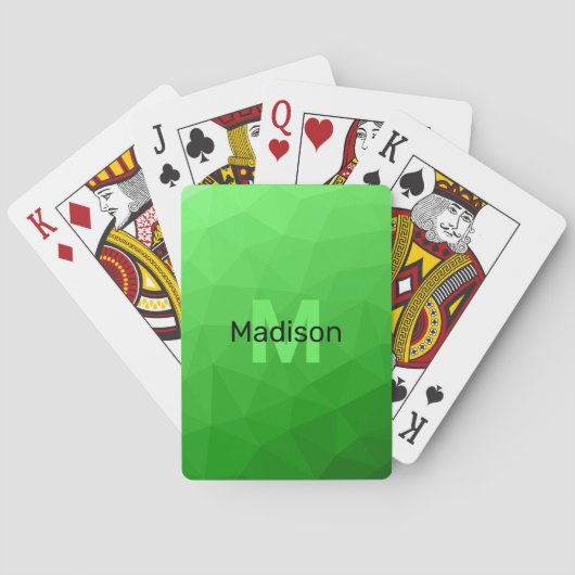 Lichte groene verloop geometrie mesh patroon Monog Pokerkaarten (Achterkant)