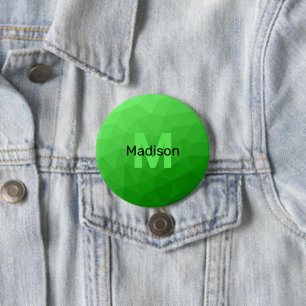 Lichte groene verloop geometrie mesh patroon Monog Ronde Button 7,6 Cm