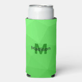 Lichte groene verloop geometrie mesh patroon Monog Seltzer Blikjeskoeler (Seltzer Voorkant)