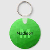 Lichte groene verloop geometrie mesh patroon Monog Sleutelhanger (Voorkant)