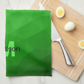 Lichte groene verloop geometrie mesh patroon Monog Theedoek (Quarter Fold)