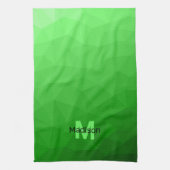 Lichte groene verloop geometrie mesh patroon Monog Theedoek (Verticaal)