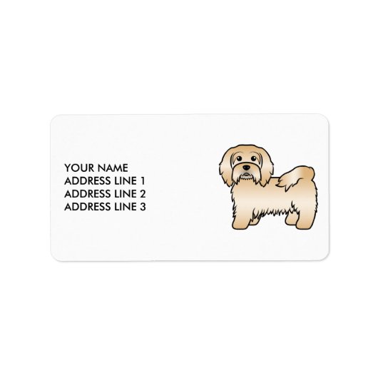 Lichte Havanese Hond Cute Cartoon Hond & Aangepast Etiket (Voorkant)