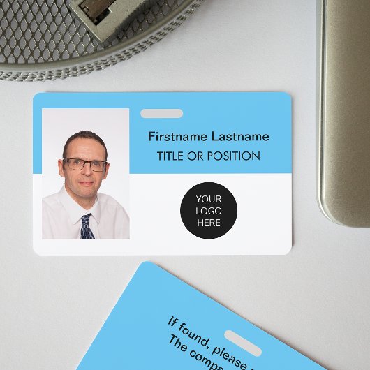 Lichte Hemelblauwe Foto ID Naambadge Badge