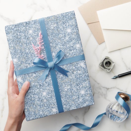 Lichte Hemelblauwe Glitter Verjaardag Cadeaupapier (Geschenken)