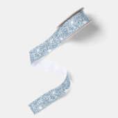 Lichte Hemelblauwe Glitter Verjaardag Grosgrain Lint (Achterkant)