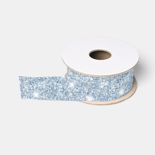 Lichte Hemelblauwe Glitter Verjaardag Grosgrain Lint (Spoel)