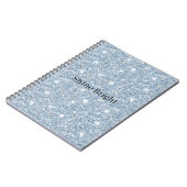 Lichte Hemelblauwe Glitter Verjaardag Notitieboek (Linkerzijde)