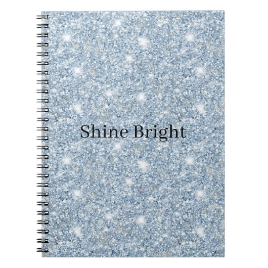 Lichte Hemelblauwe Glitter Verjaardag Notitieboek (Voorkant)