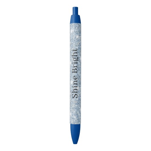Lichte Hemelblauwe Glitter Verjaardag Zwarte Inkt Pen (Voorkant Verticaal)