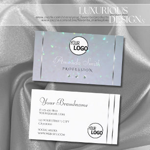 Lichte Hemelblauwe Parel Glitter Diamanten en Logo Visitekaartje