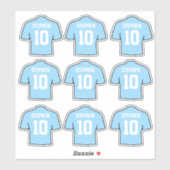 Lichte Hemelblauwe Voetbalshirts Sticker (Vel)