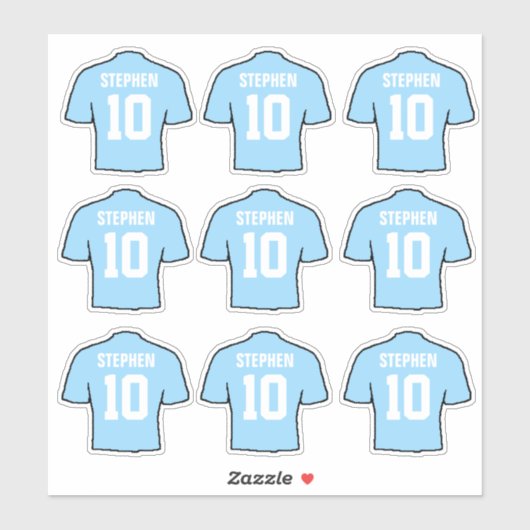 Lichte Hemelblauwe Voetbalshirts Sticker (Vel)