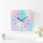 Lichte holografische achtergrond vierkante klok (Huis)