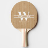 Lichte houtnerf op maat gemonogrammeerd tafeltennisbatje (Achterkant)