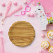 Lichte houtnerf papieren bordje (Feest)