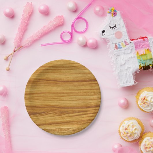 Lichte houtnerf papieren bordje (Feest)