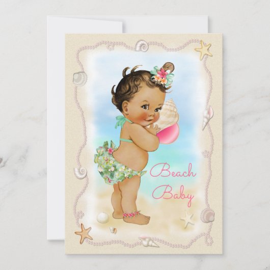 Lichte huid Etnische Conch Shell Beach Baby shower Kaart (Voorkant)