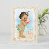 Lichte huid Etnische Conch Shell Beach Baby shower Kaart (Staand voorkant)