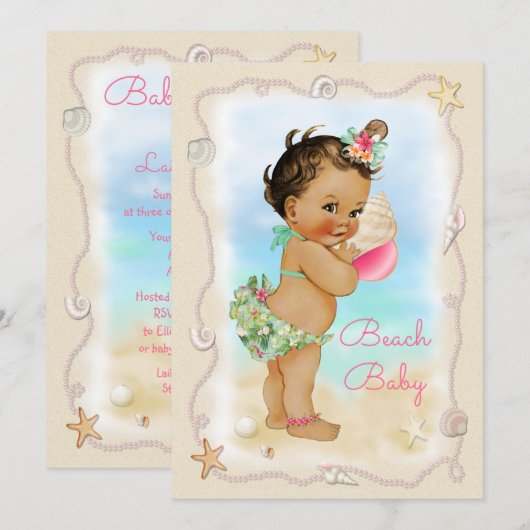 Lichte huid Etnische Conch Shell Beach Baby shower Kaart (Voorkant / Achterkant)