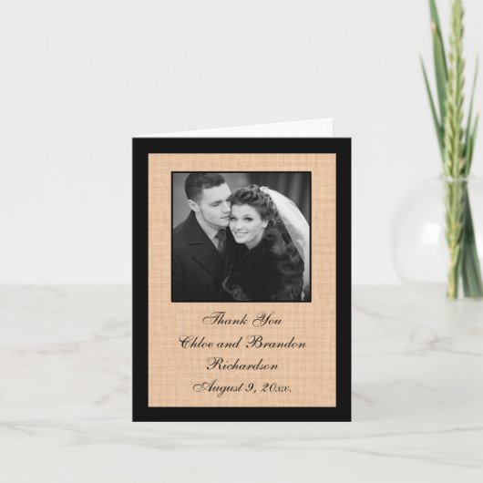 Lichte jute dankkaart bedankkaart (Voorkant)