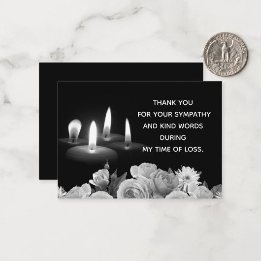 Lichte kaars en ventilator Dank u Notitiekaartje (Voorkant / Achterkant in situ)