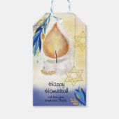 Lichte kaarsen Waterverf Chanoeka Gift Label Cadeaulabel (Voorkant)