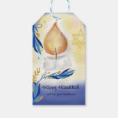 Lichte kaarsen Waterverf Chanoeka Gift Label Cadeaulabel (Achterkant)