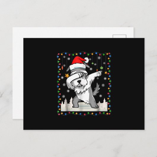 lichte kerst van het dabbing schnauzer santa briefkaart (Voorkant / Achterkant)
