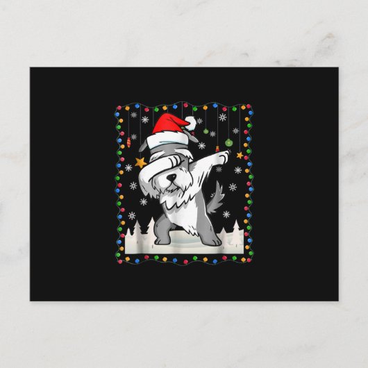 lichte kerst van het dabbing schnauzer santa briefkaart (Voorkant)