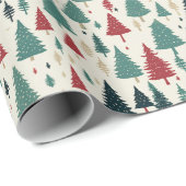 Lichte Kerstbomen Bos Kerstmis Patroon Geschenk Cadeaupapier (Rol Hoek)